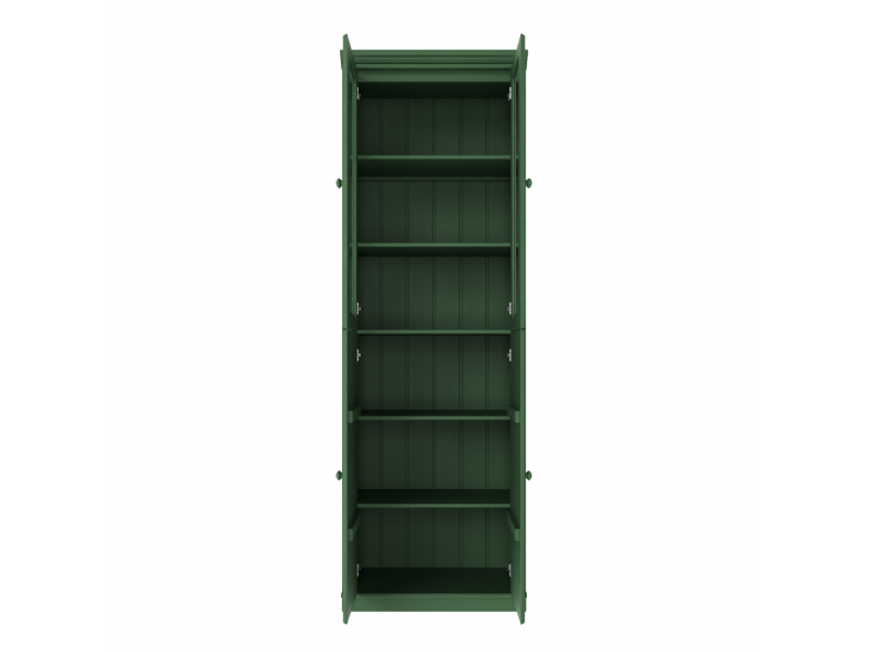 Estante Biblioteca 220 cm com duas portas de madeira e duas portas de vidro na cor verde | Coleção Biblioteca